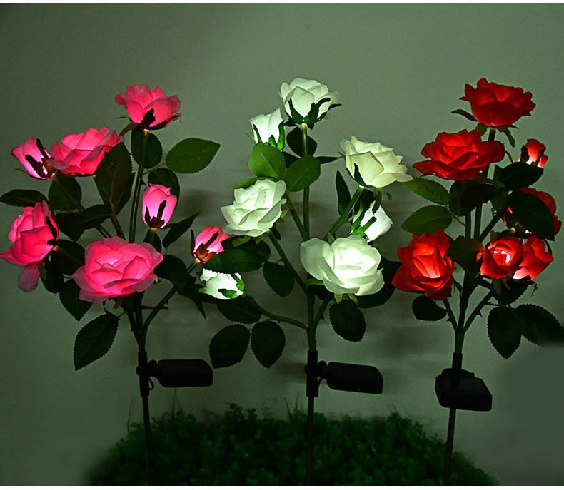 LED Solar Simulation Rose Flower