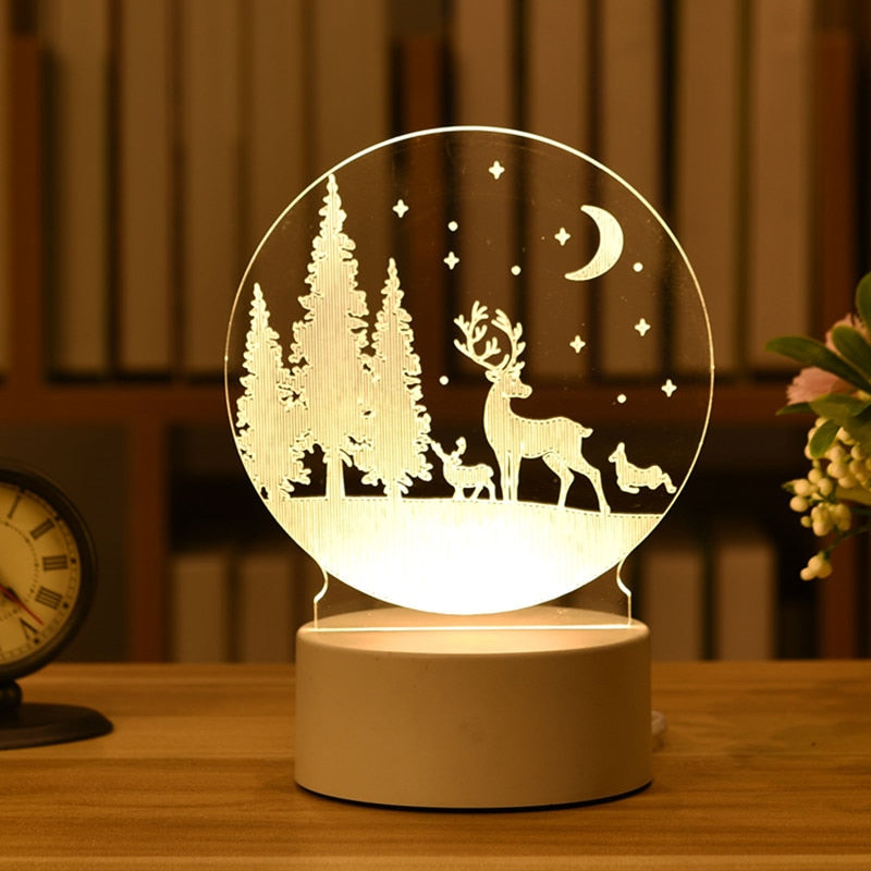 3D Acrylic USB Night Light Xmas Gift