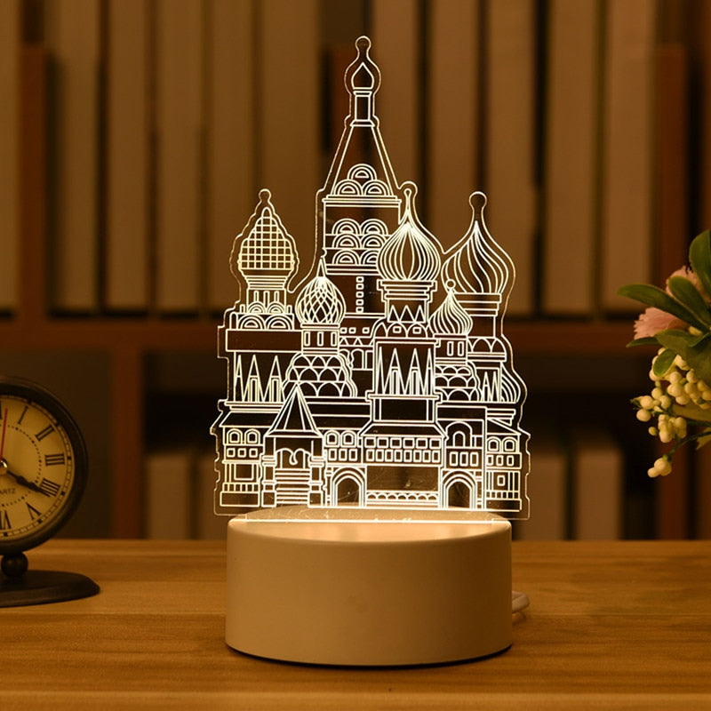 3D Acrylic USB Night Light Xmas Gift