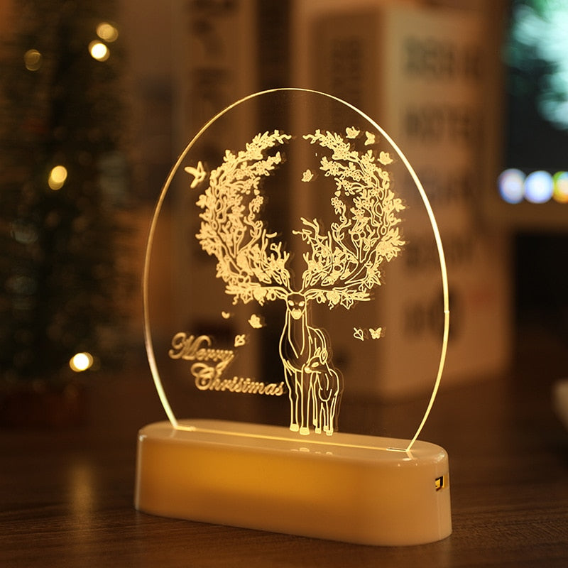 3D Acrylic USB Night Light Xmas Gift