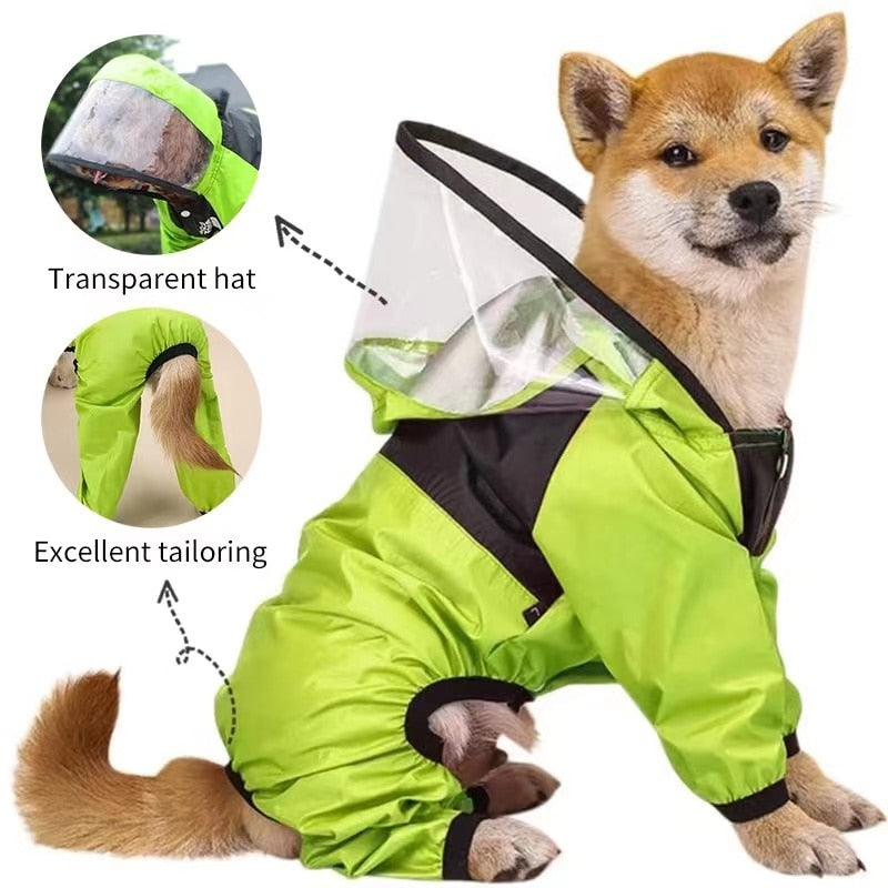 Pet Dog Raincoat Transparent Hooded