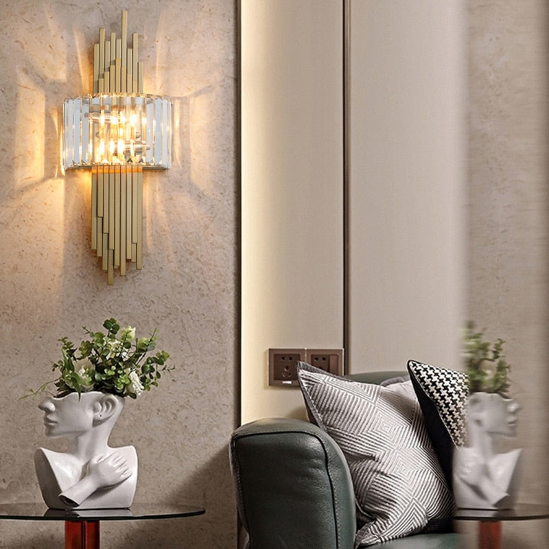 Luxury Hardware Crystal Wall Lamp