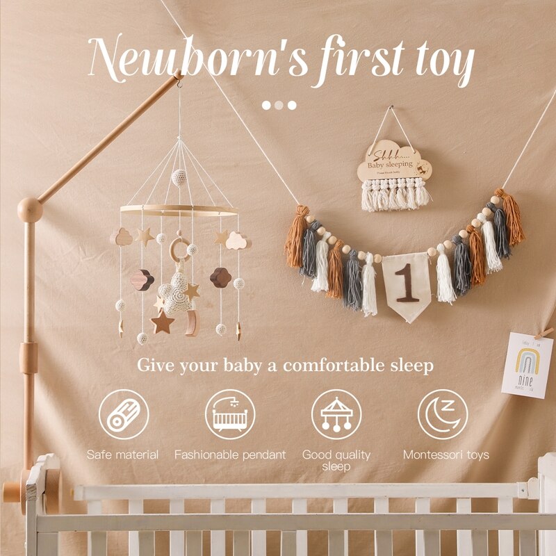 Newborn Crib Wood Bell