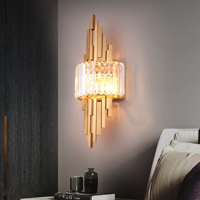 Luxury Hardware Crystal Wall Lamp