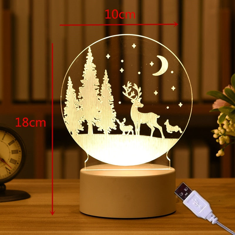 3D Acrylic USB Night Light Xmas Gift